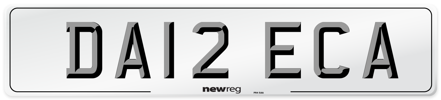 DA12 ECA Number Plate from New Reg